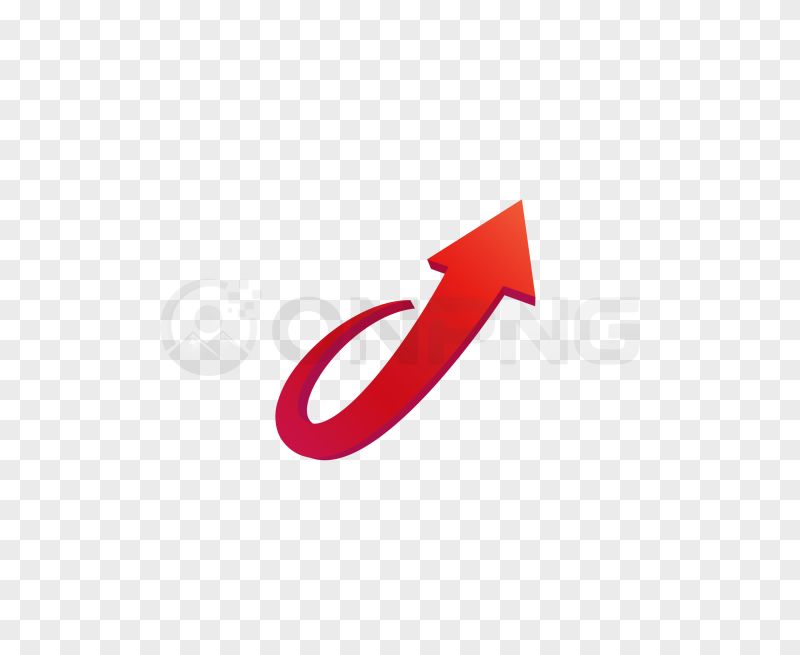 Red Stylized Swoosh Upward Arrow Transparent Background