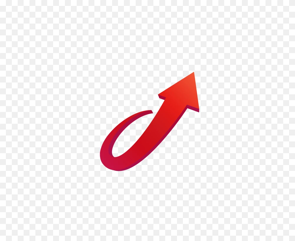 Red Stylized Swoosh Upward Arrow Transparent Background PNG Transparent Background