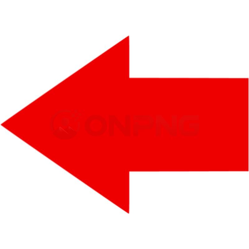 Solid Red Left Pointing Arrow with Transparent Background