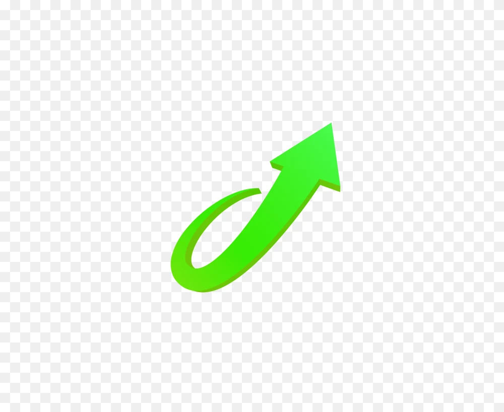 Stylized Green Swoosh Upward Arrow Transparent PNG Transparent Background