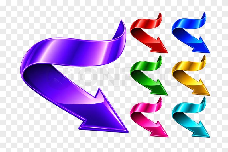 Glossy Colorful Arrows PNG Transparent Background