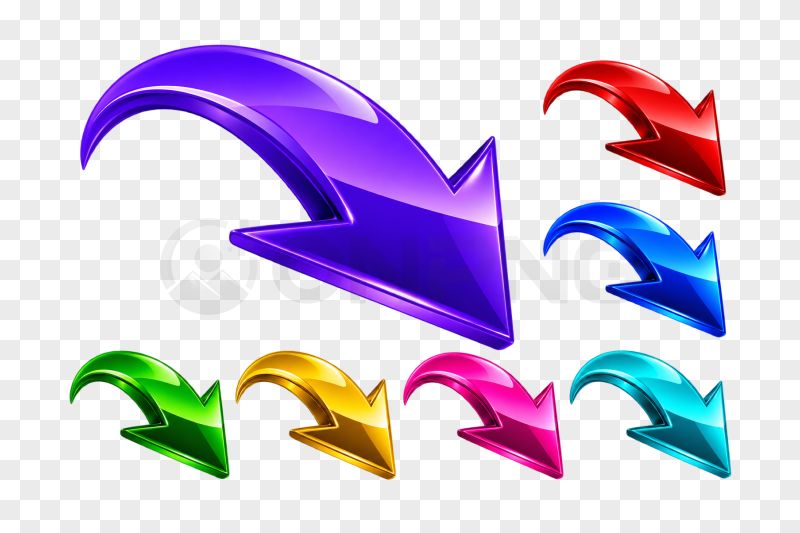 Glossy Curved Arrows Transparent Background PNG