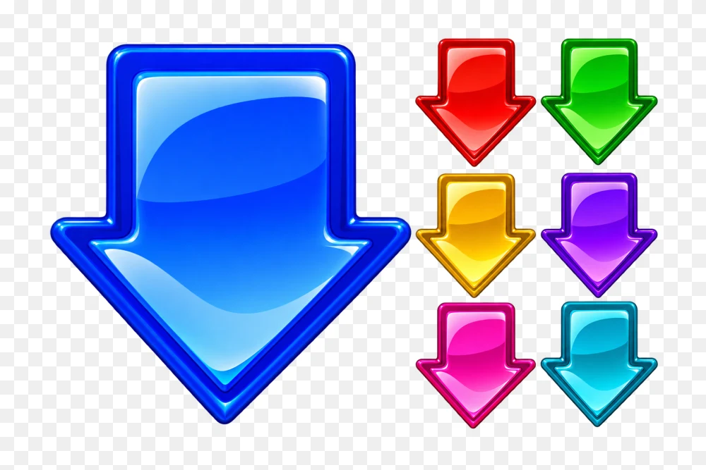 Glossy Down Arrow Icons PNG Transparent Background  Transparent Background