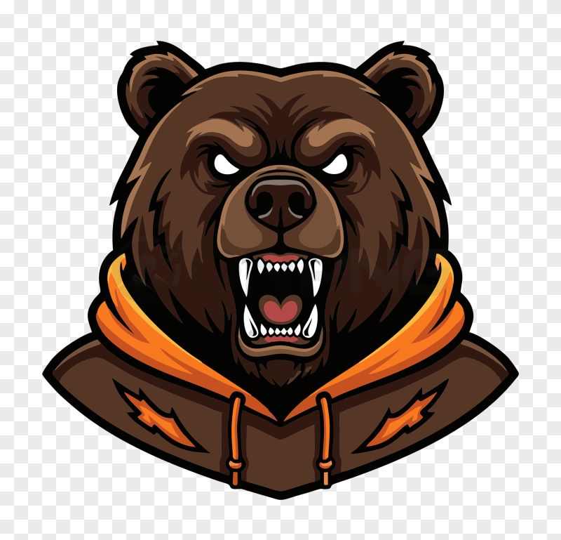 Angry Bear Mascot Transparent Background