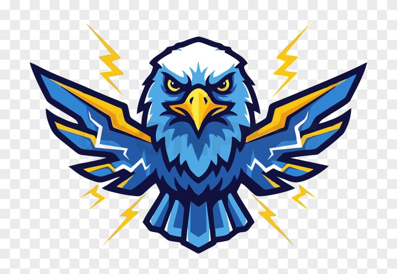 Blue Eagle Mascot Transparent Background PNG