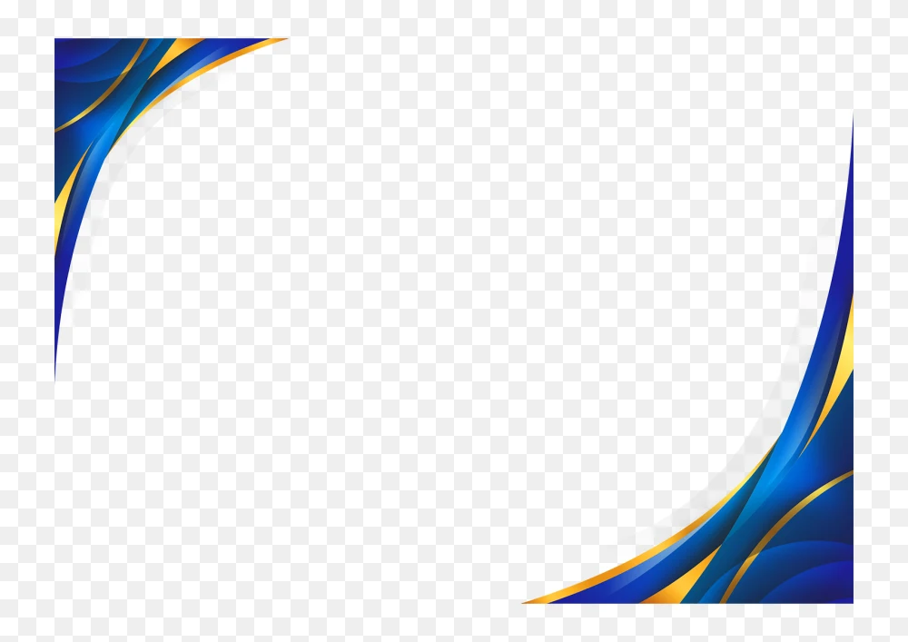 Blue Gold Corner Frame PNG  Transparent Background