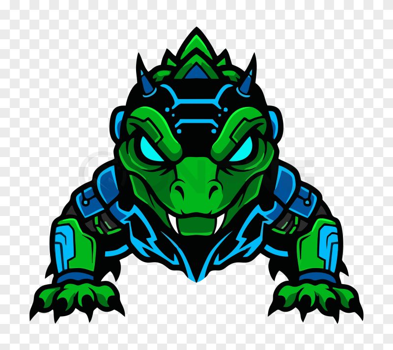 Cyborg Dinosaur Mascot PNG Transparent Background