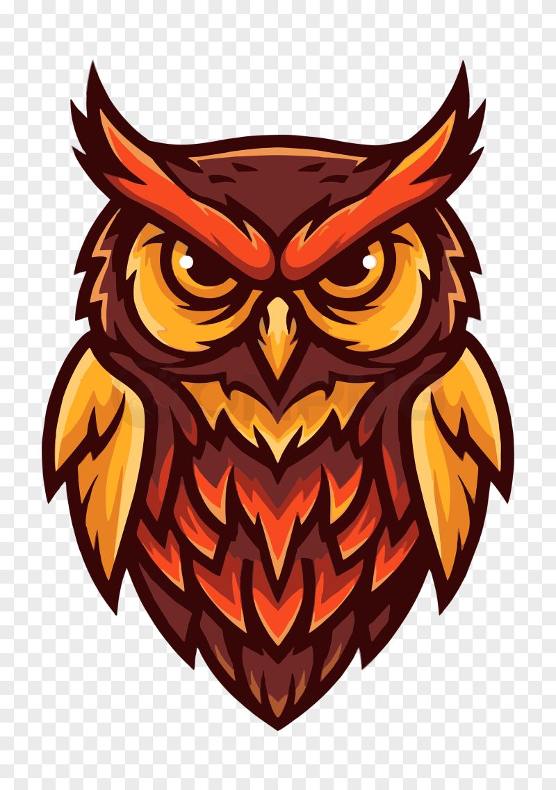 Fierce Owl Mascot Logo Transparent Background PNG