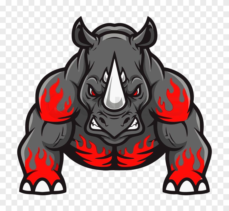 Fierce Rhino Mascot Transparent Background