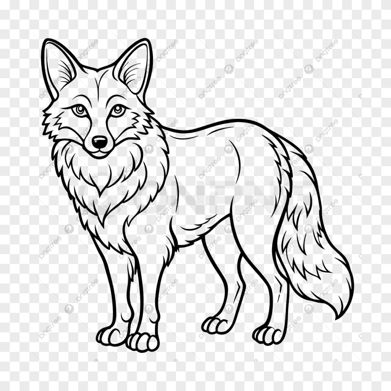 Fox Line Art Transparent Background