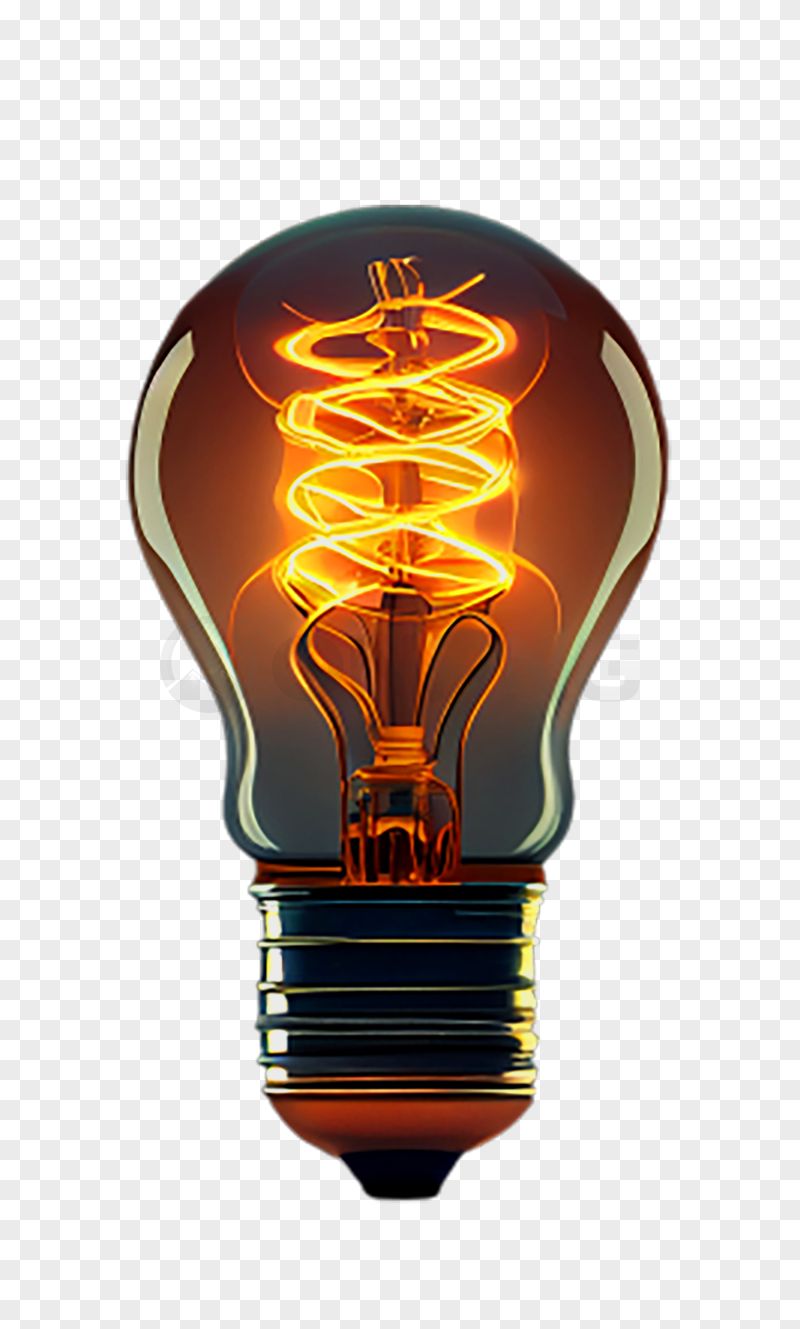 Glowing Edison Bulb Transparent Background