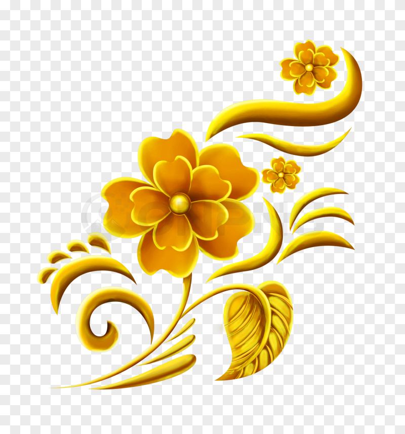 Golden Floral PNG Transparent Background
