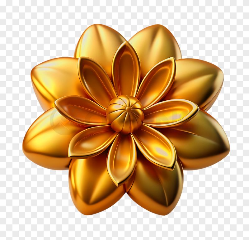Golden Flower Transparent Background PNG