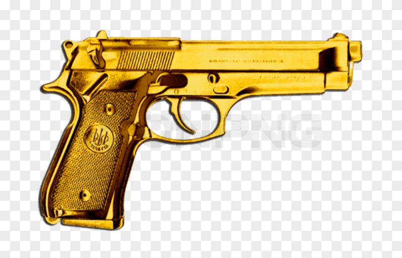 Golden Gun Transparent Background PNG