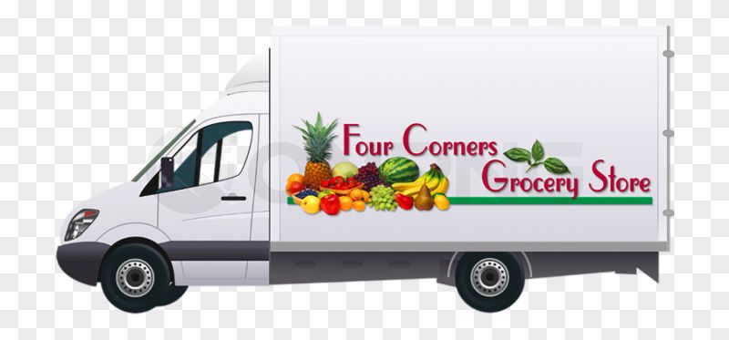 Grocery Delivery Truck Transparent Background PNG