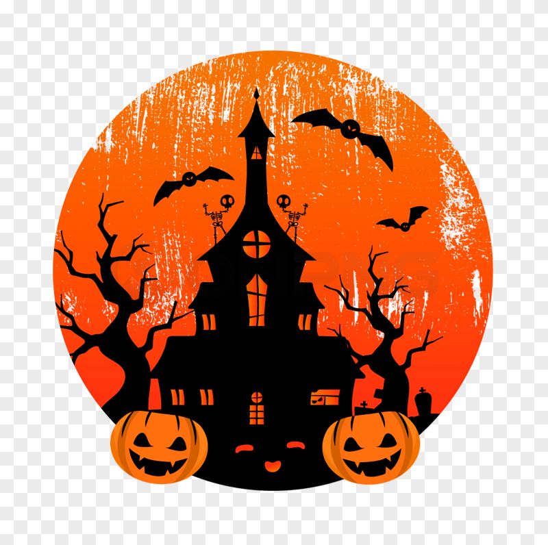 Spooky Halloween Haunted House PNG