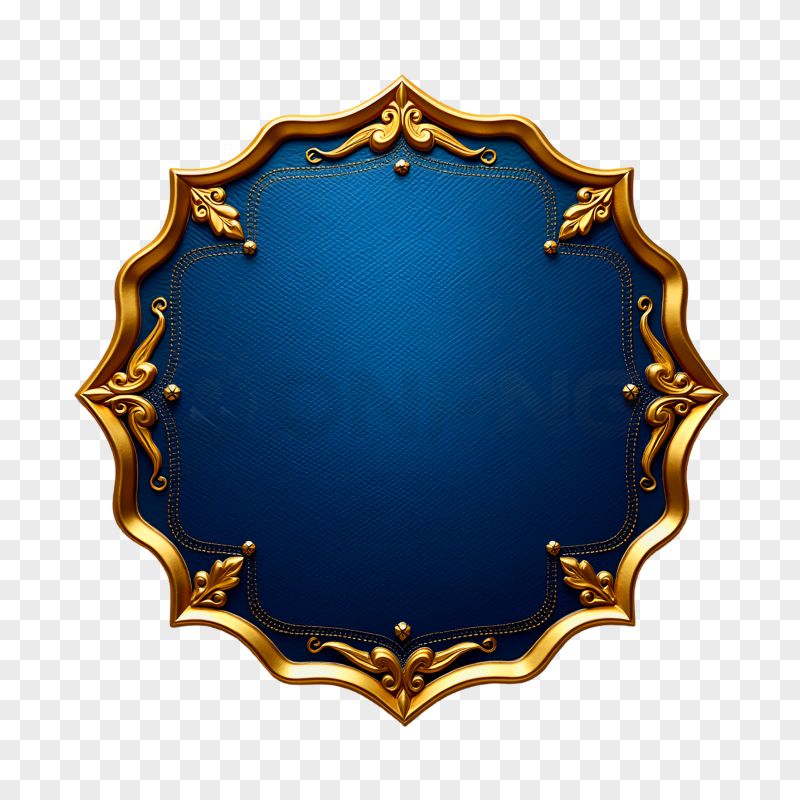 Blue Gold Royal Frame Transparent Background PNG