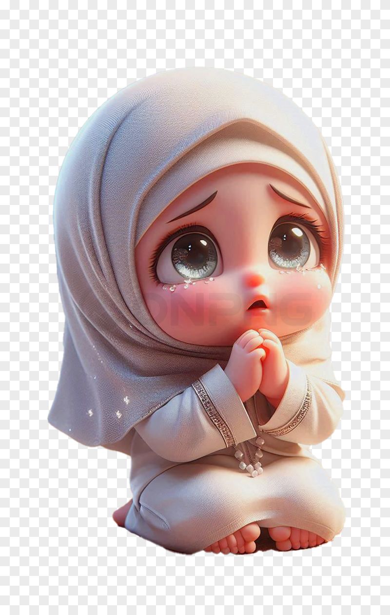 Cute Praying Muslim Girl Transparent Background PNG
