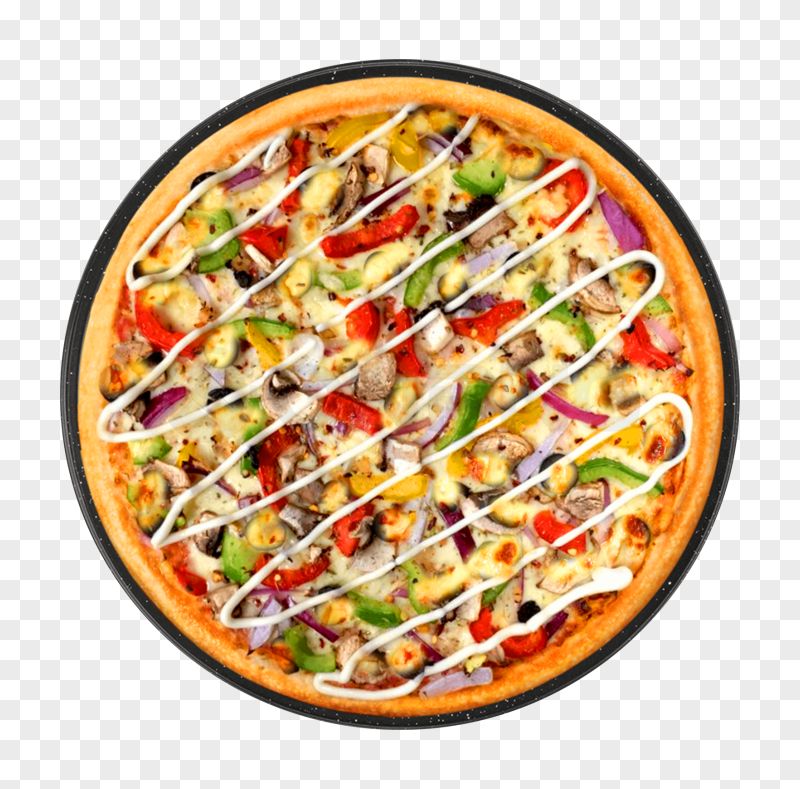 Delicious Pizza Top View Transparent Background PNG