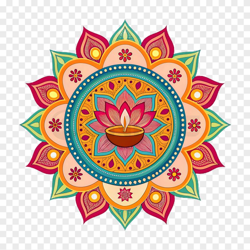 Diwali Rangoli Mandala Transparent Background PNG