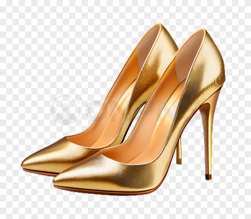 Glittering Gold High Heels Transparent Background PNG