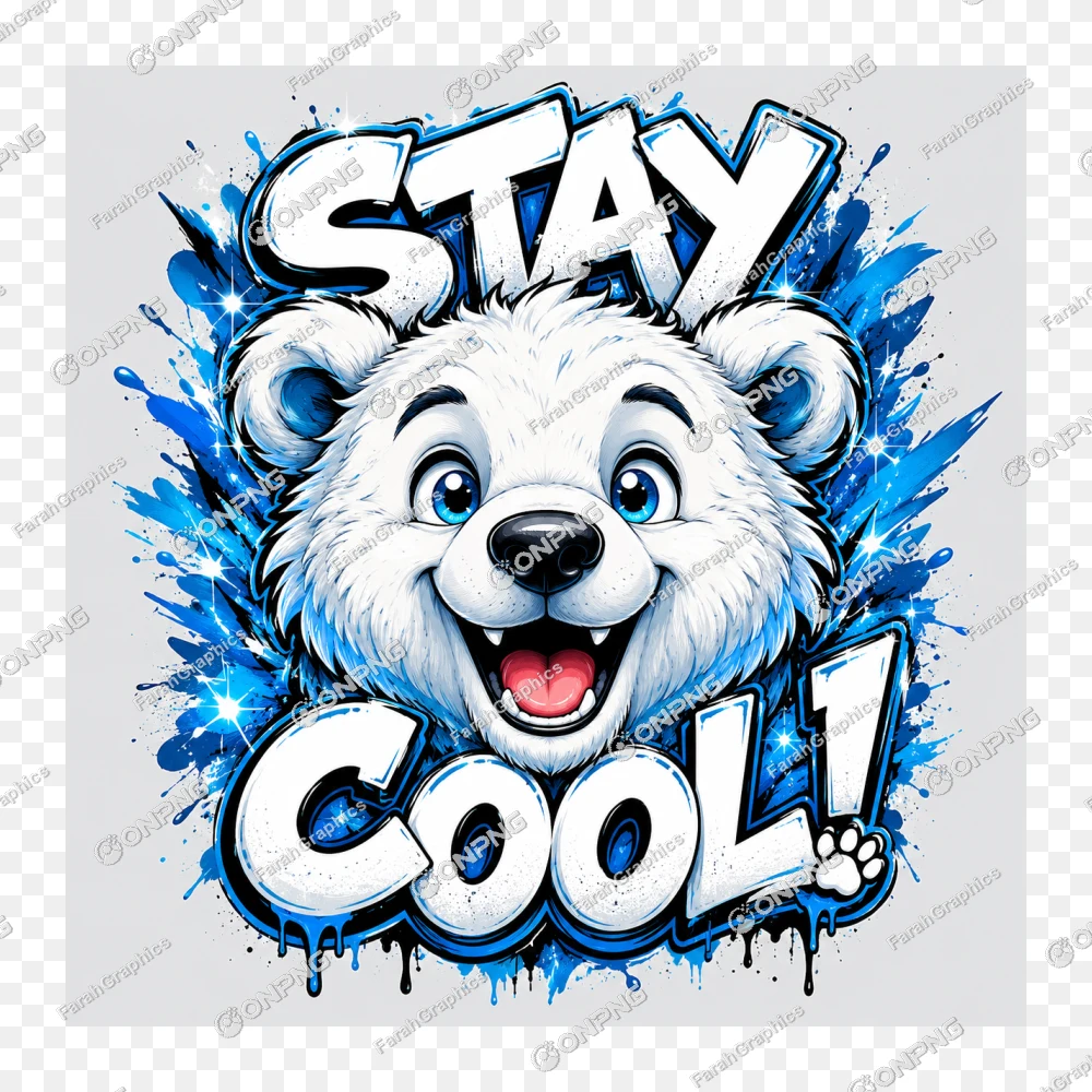 Cute Polar Bear Stay Cool T-Shirt Design | Summer Splash Graphic Tee