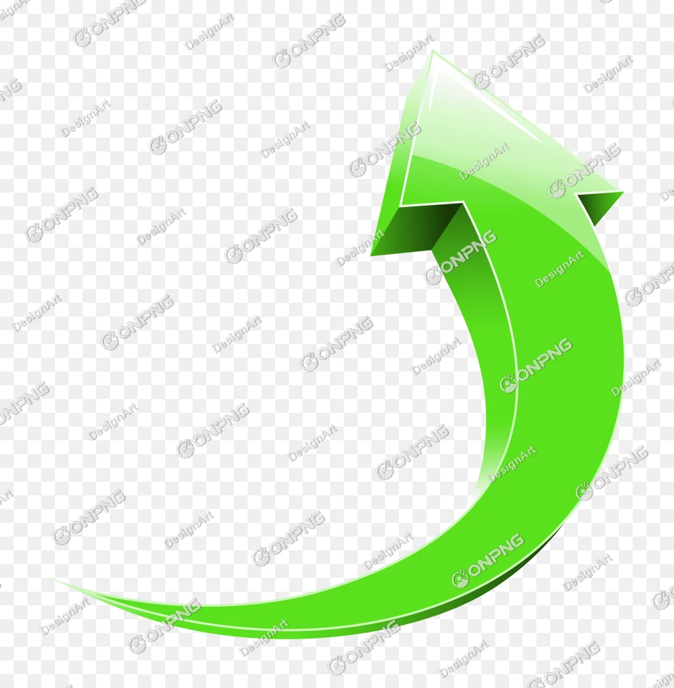 3D Glossy Green Sweeping Upward Arrow